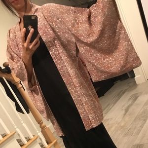 Vintage Japanese one of a kind kimono / handmade silk flower pattern